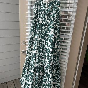Floral Green and white maxi Dress